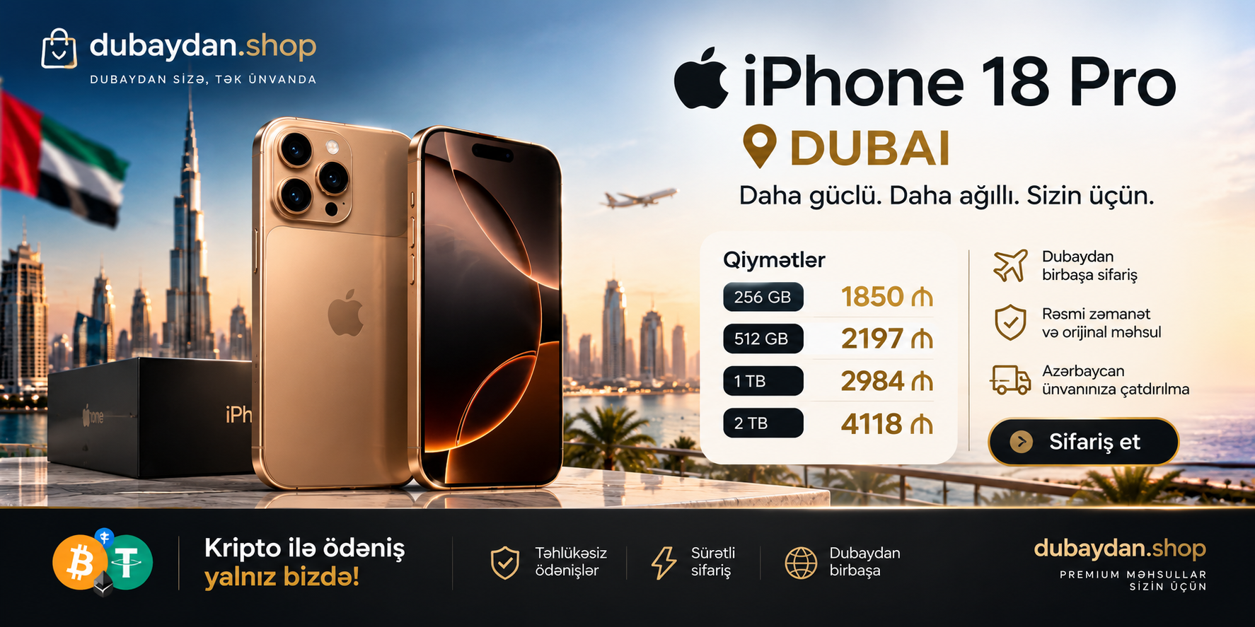 Phone 18 Pro Dubai qiyməti və sifariş imkanları